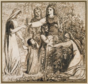 La vision de Dante de Matilda cueillant des fleurs - Dante Gabriel Charles Rossetti